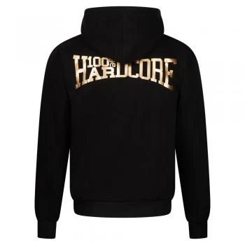 100-procent-hardcore-hooded-zipper-essential-black-gold-back