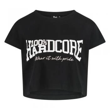 100% Hardcore Croptop "Essential" schwarz-weiss