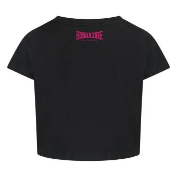 100_procent_hardcore_damen_t-shirt_essential_cropped-schwarz-pink_hinten