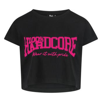 Preview: 100% Hardcore Damen T-Shirt "Essential" cropped schwarz-pink (XL)