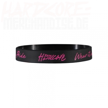 Preview: 100% Hardcore Silikon Armband Schwarz/Pink 3.0