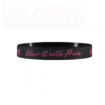 Preview: 100% Hardcore Silikon Armband Schwarz/Pink 3.0