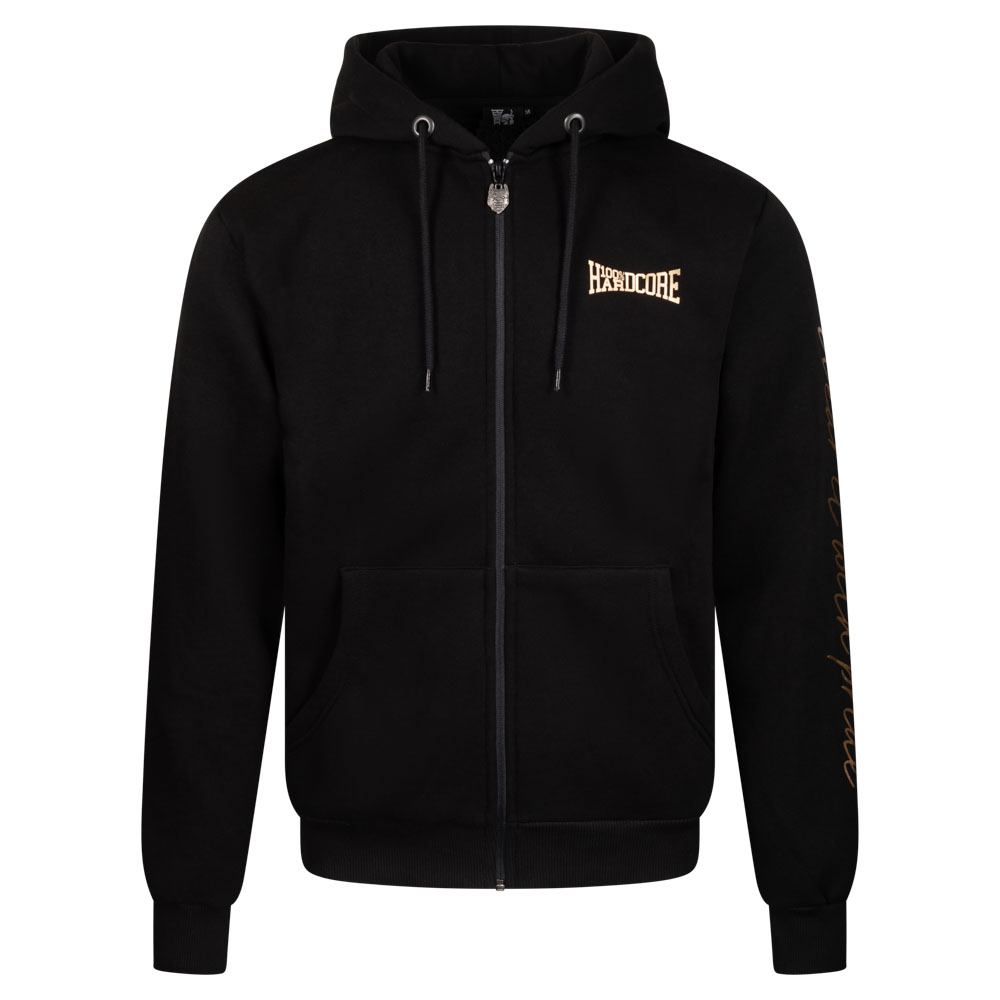 Black hoodie gold zipper hotsell