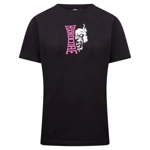 100_procent_hardcore_damen_tshirt_schwarz_pink_hinten
