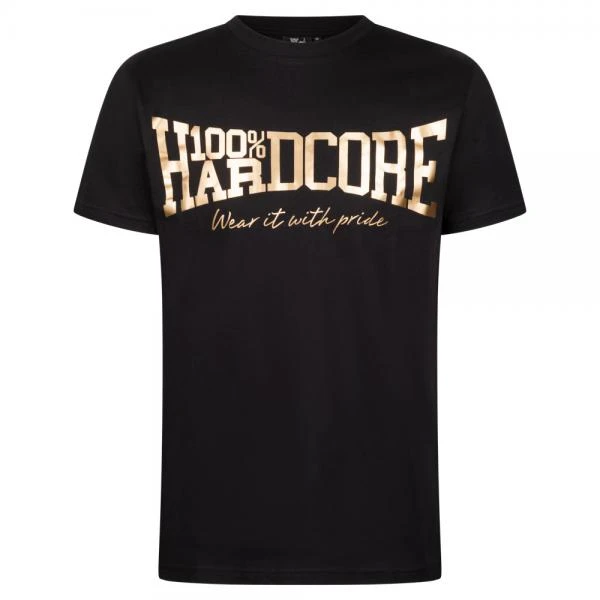 100% Hardcore T-Shirt "Essential" schwarz gold front