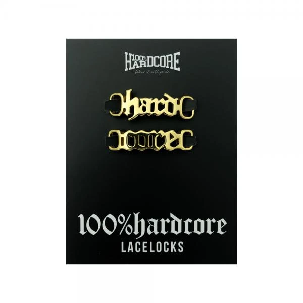 100% Hardcore Shoe Lacelocks "Hardcore" gold (double pack)